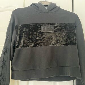 Victoria's Secret PINK Black Hoodie with Velvet Accent